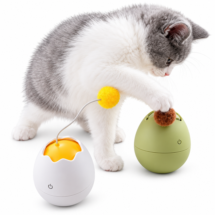 Interactive Automatic Cat Toy with Moving Pom-Pom Teaser